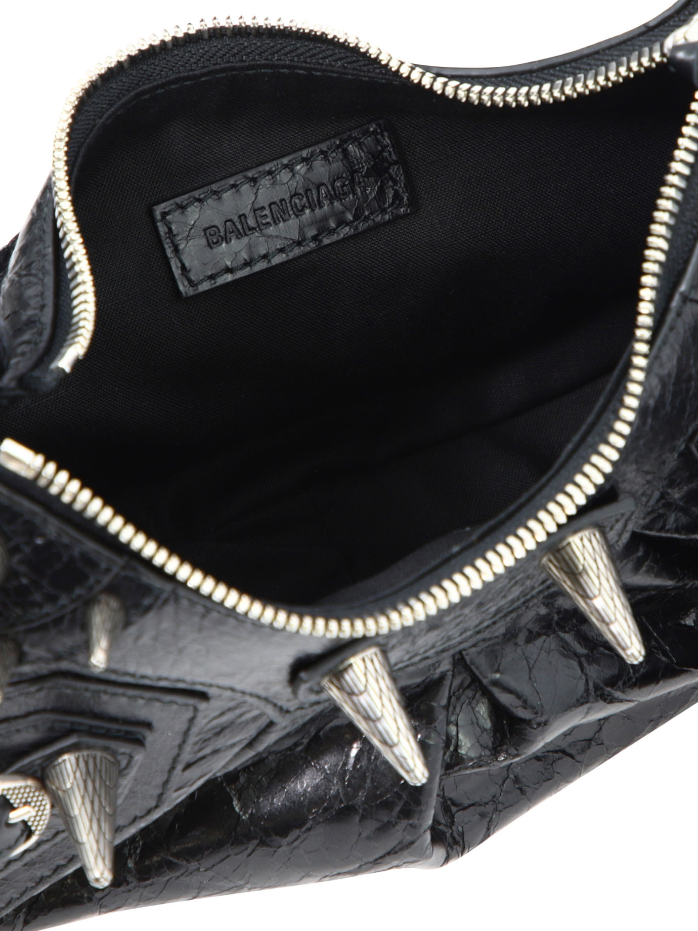 Balenciaga Green Leather Shoulder Handbag With Magnetic Closure And Metal Details In Black