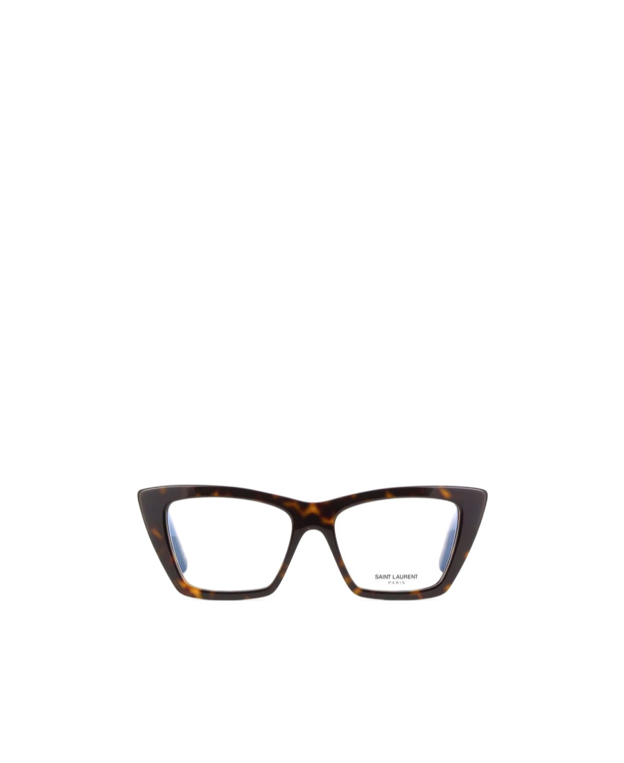 Saint Laurent Mica Tortoiseshell Cat-eye Frame Glasses In White