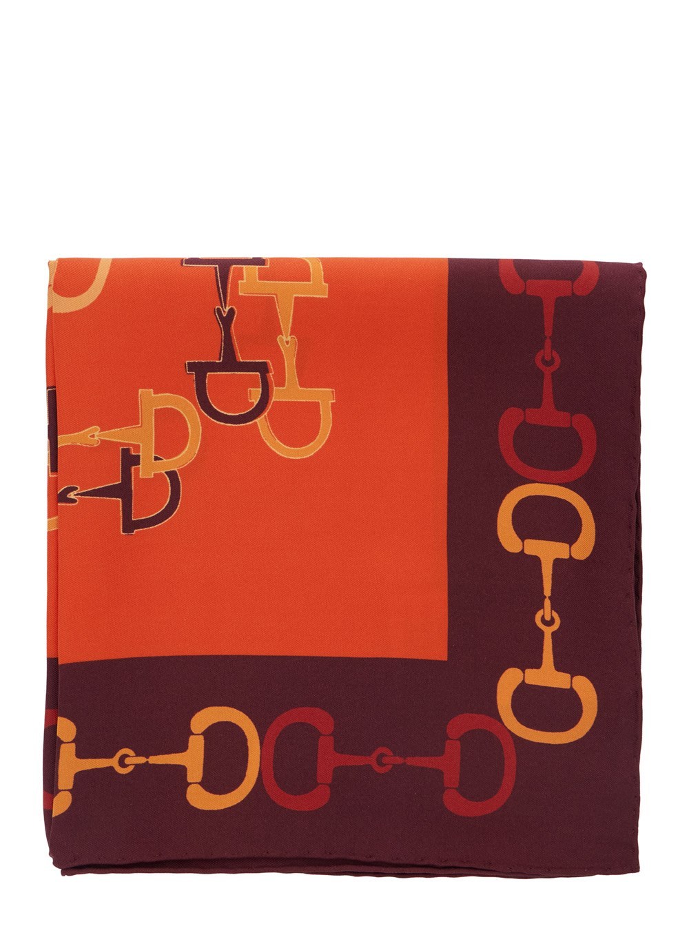 Gucci Pattern Silk Scarf In Red