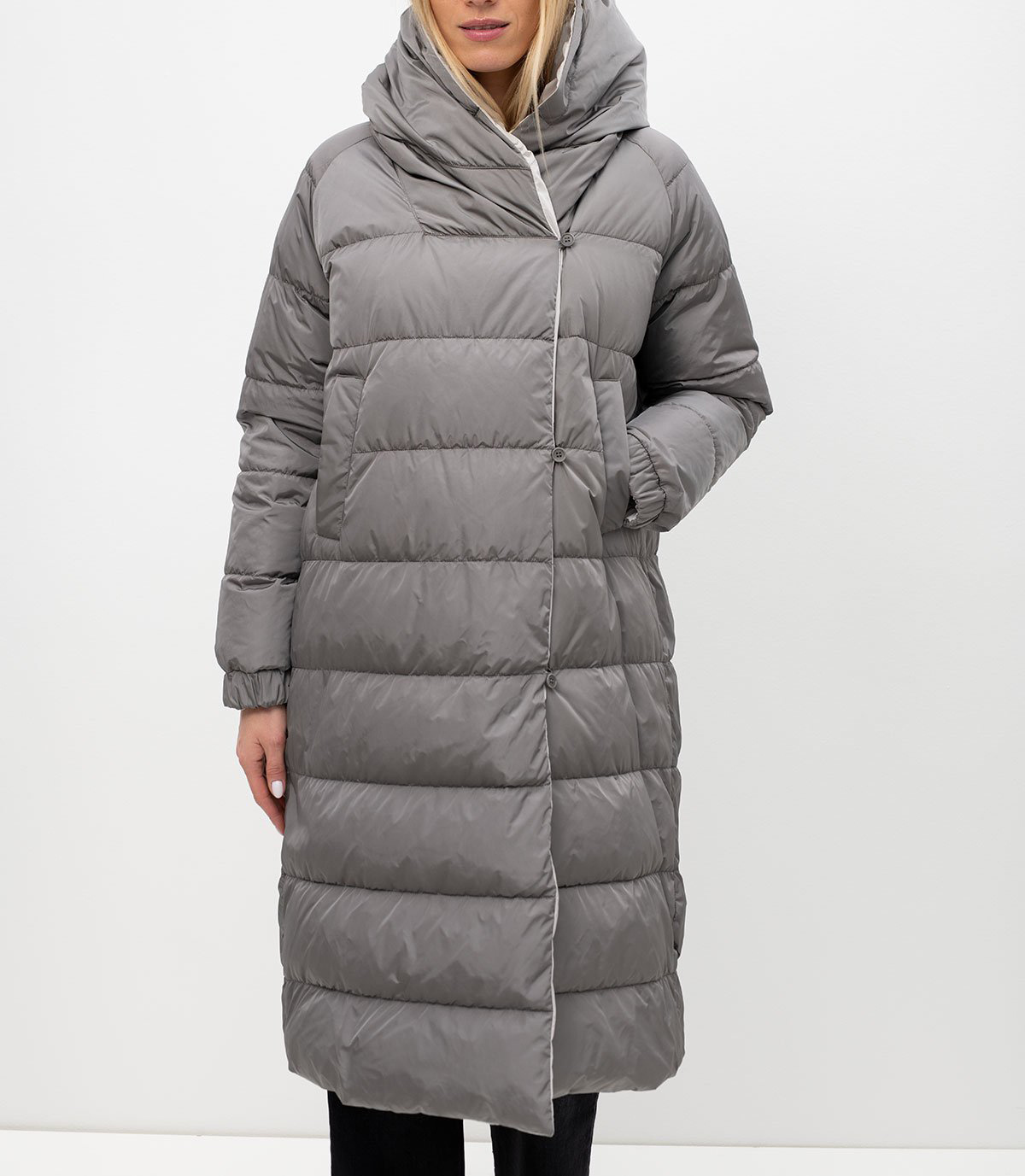 Max Mara Long-sleeved Hooded Cotton Suit In Gray