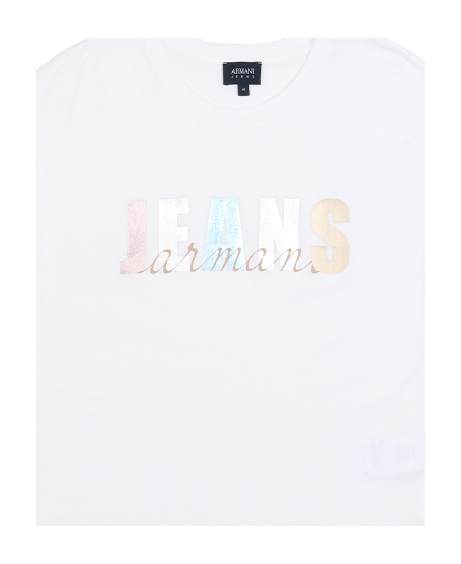 Armani Jeans Logo Printed Pattern T-shirt In White