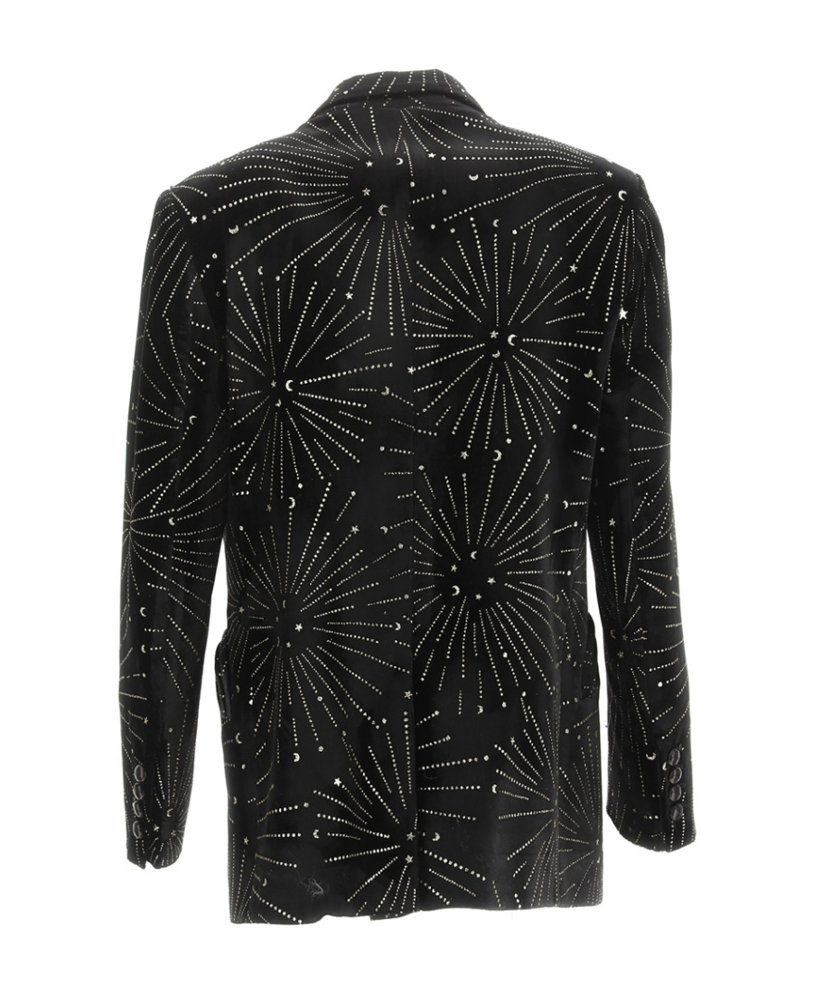 Blazé Milano Embellished Velvet Blazer With Back Slit In Black