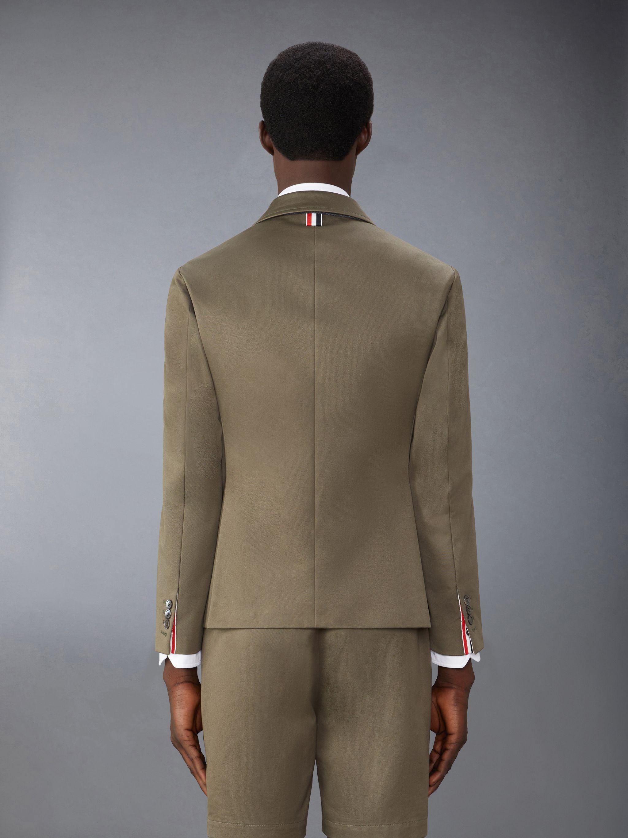 Shop Thom Browne Rwb-striped Cotton Single-breasted Blazer In Brown