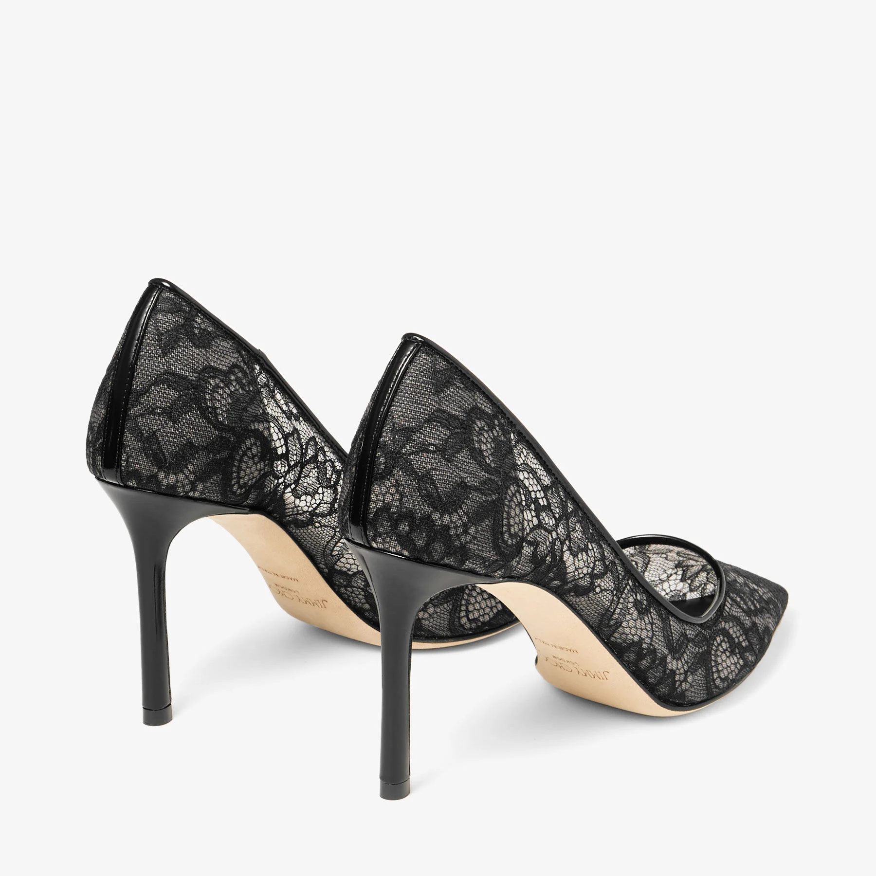 Jimmy Choo Romy 85 Leather-trimmed Lace Pumps In Black