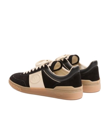 Valentino Garavani Upvillage Low Top Trainer In Split Leather And Calfskin Nappa Leather In Black