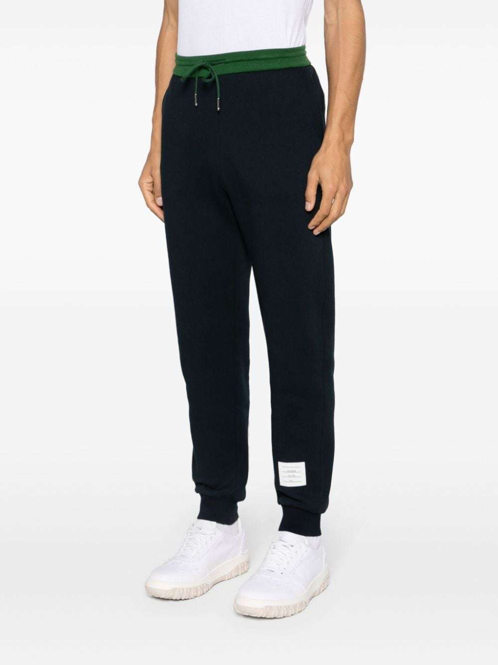 Thom Browne Color Block Fleece Joggers For Men In Black