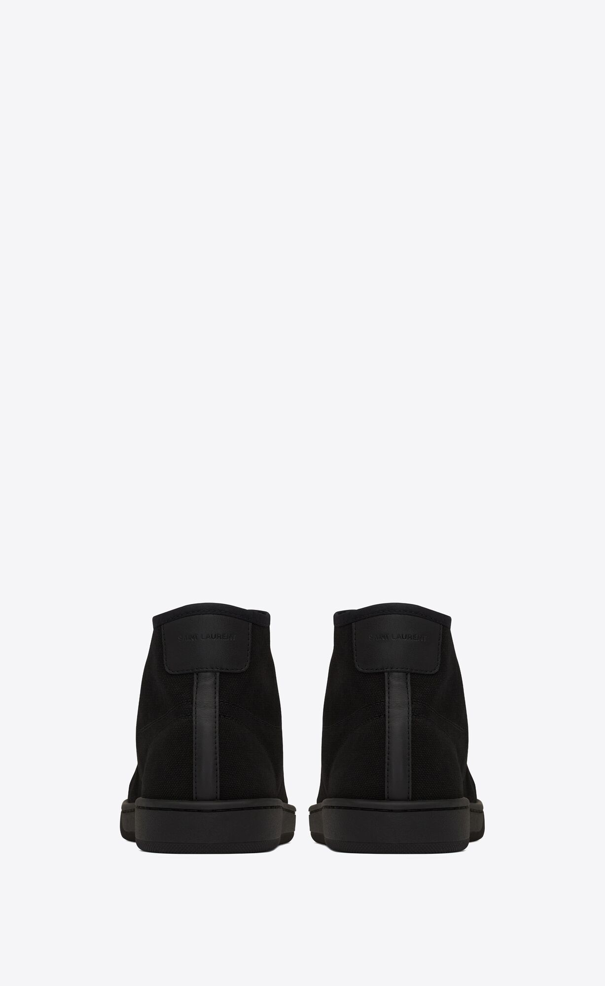 Saint Laurent High-top Leather Lace-up Sneakers In Organic Cotton Canvas In Black