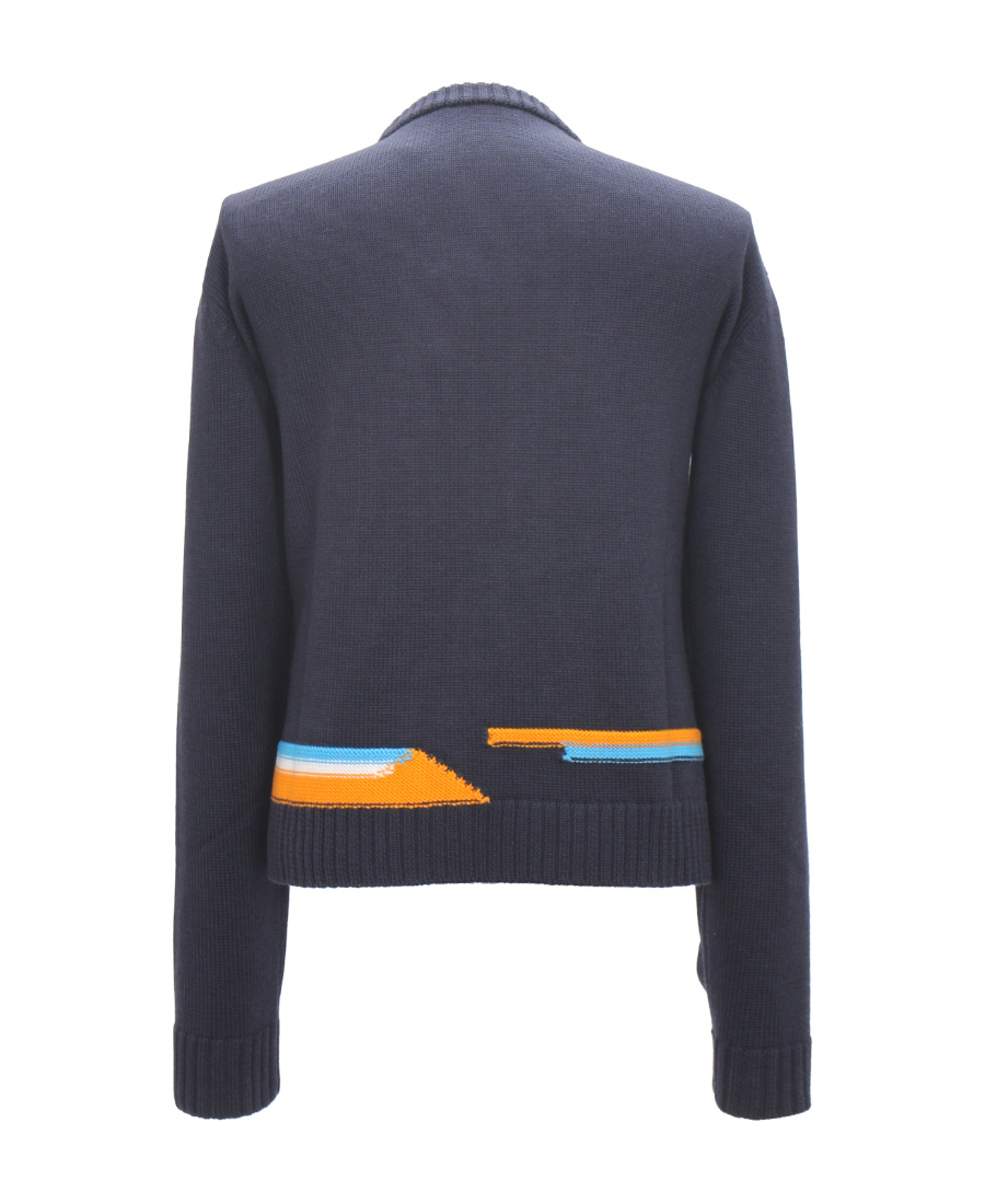 Mcm Pattern Logo Embroidered Sweater In Blue