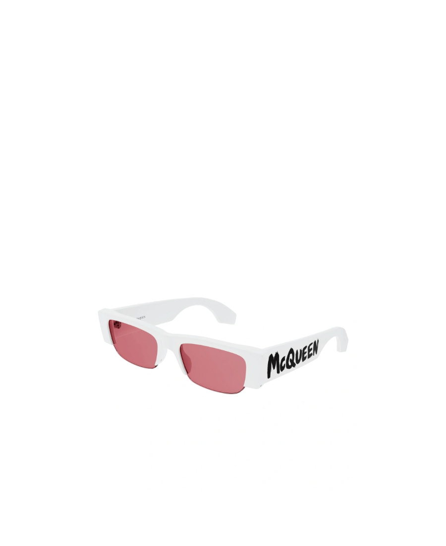 Alexander Mcqueen Graffiti Slashed Rectangle Sunglasses In Pink