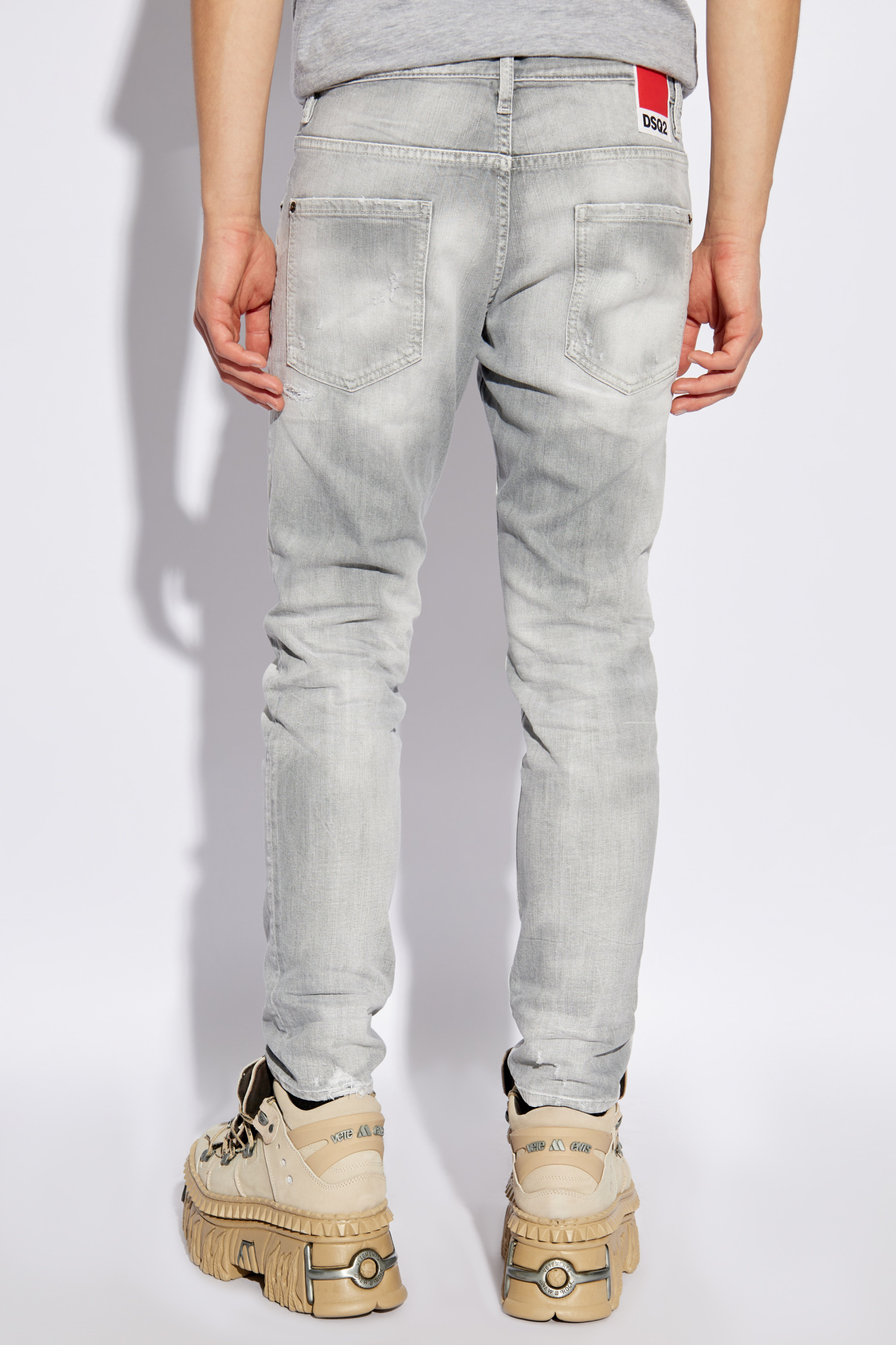 Shop Dsquared2 Washed Tapered Tapered In Gray