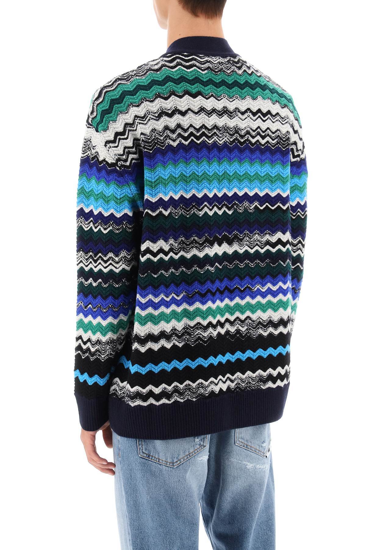Missoni Zig-zag Knitted Wool-blend Cardigan In Black