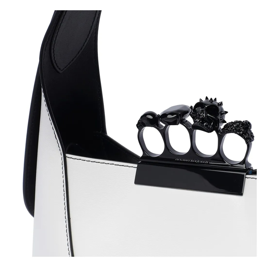 Alexander Mcqueen Leather Jewelled Top-handle Bag In White