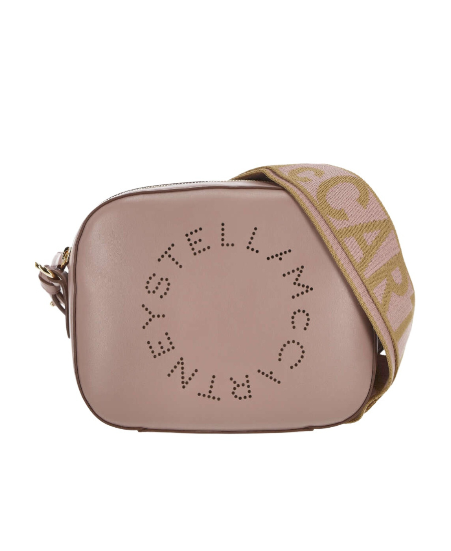 Stella Mccartney Logo Perforated Crossbody Bag In Nude