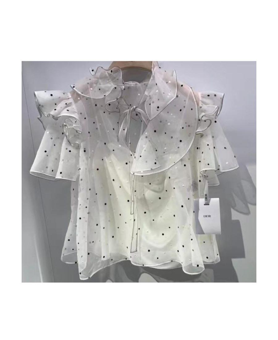Dior Lotus Leaf Edge Design Blouse In Gray