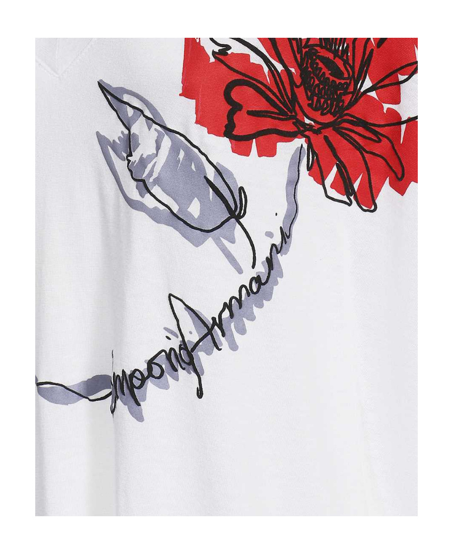 EMPORIO ARMANI FLORAL-PRINT V-NECK T-SHIRT
