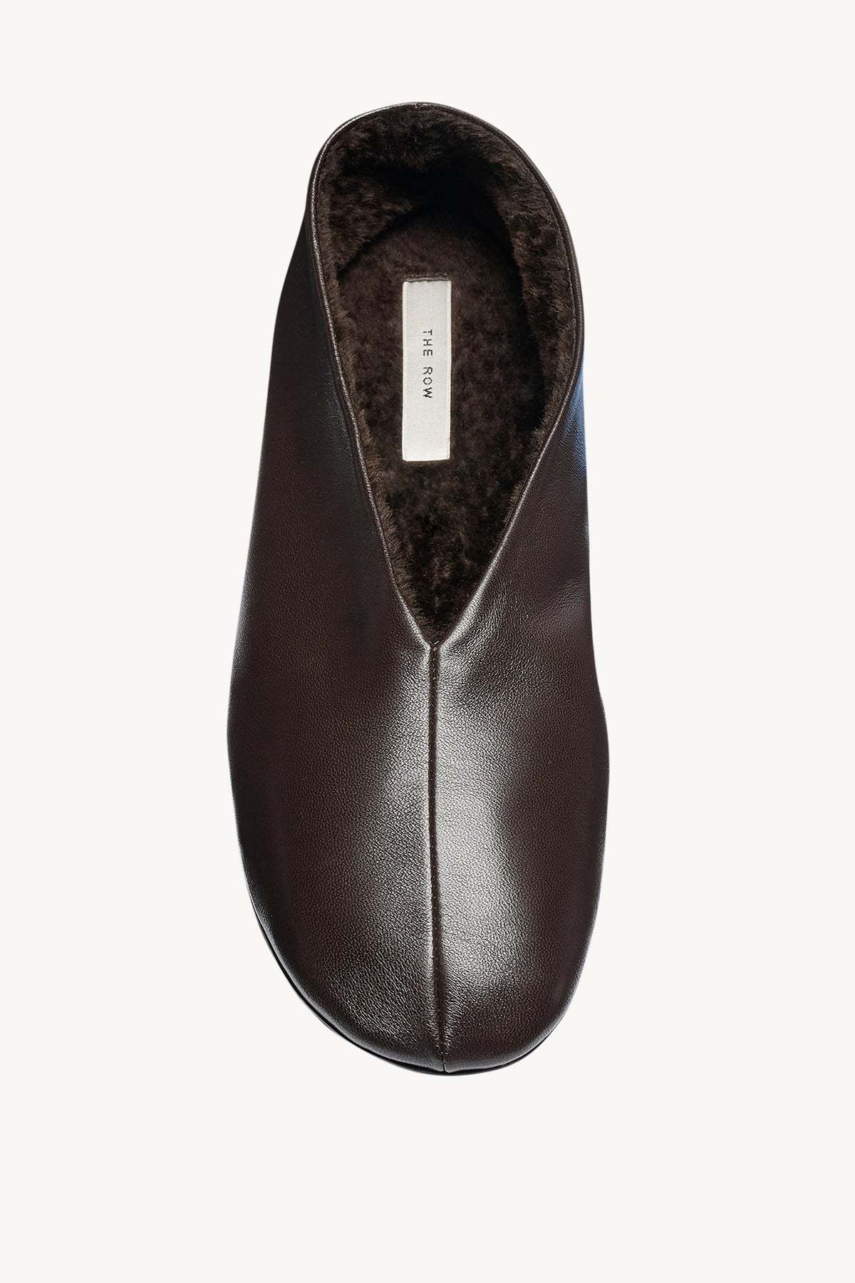 The Row Stella Leather And Shearling Flats In Brown