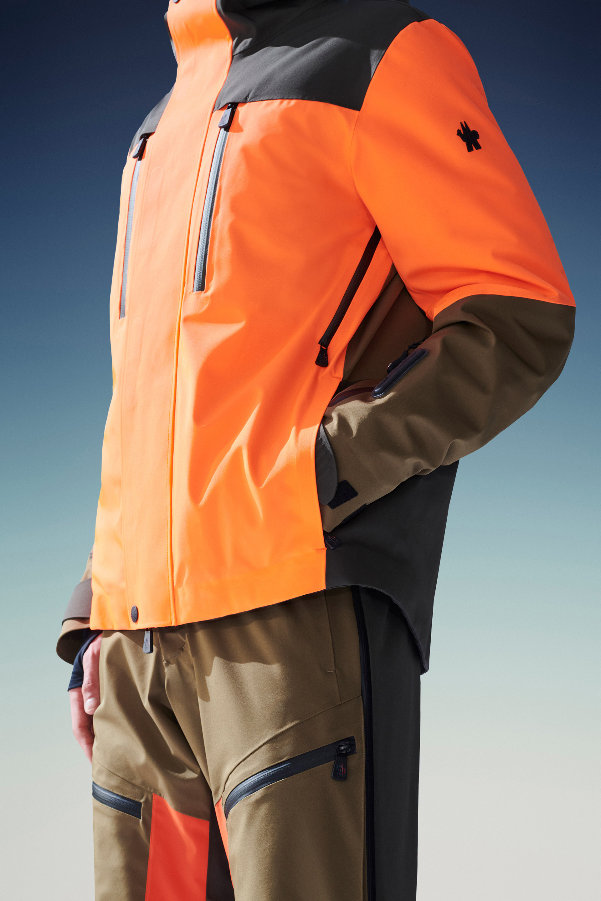 Moncler Cerniat Ski Jacket Multicolour In Orange