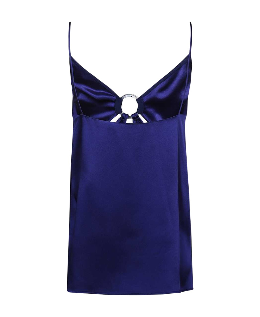 Stella Mccartney Cut-out Detailed Sleeveless Satin Vest In Blue