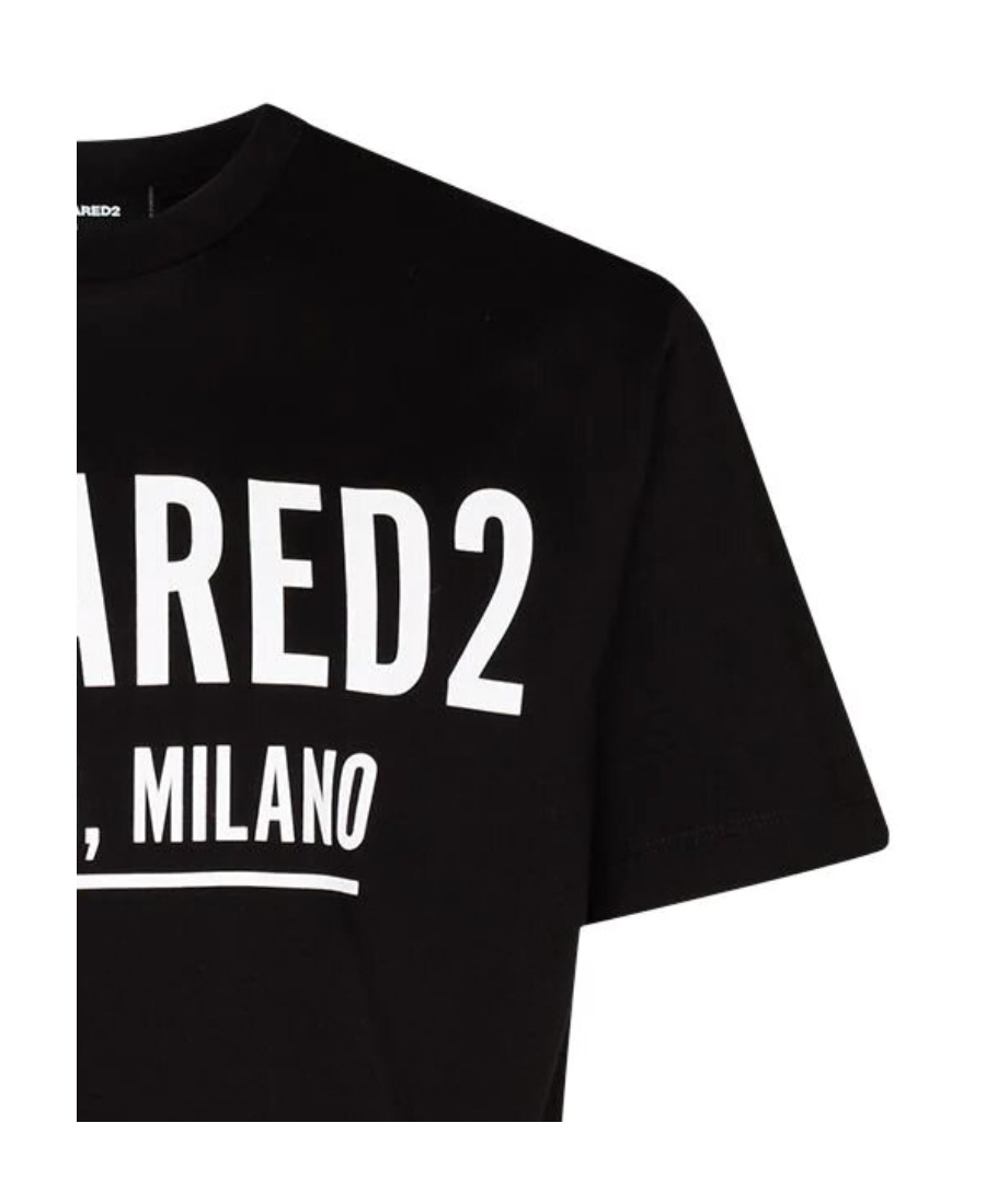 Dsquared2 Black Crewneck T-shirt With Logo Lettering On The Front In Black