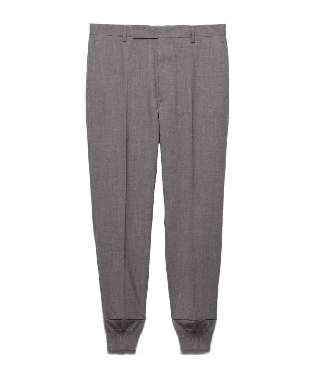 Prada Mens Grey Logo-embroidered Tapered-leg Wool Jogging Bottoms