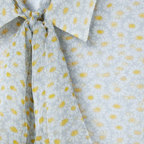 Gucci Light Blue Printed Chiffon Shirt In White