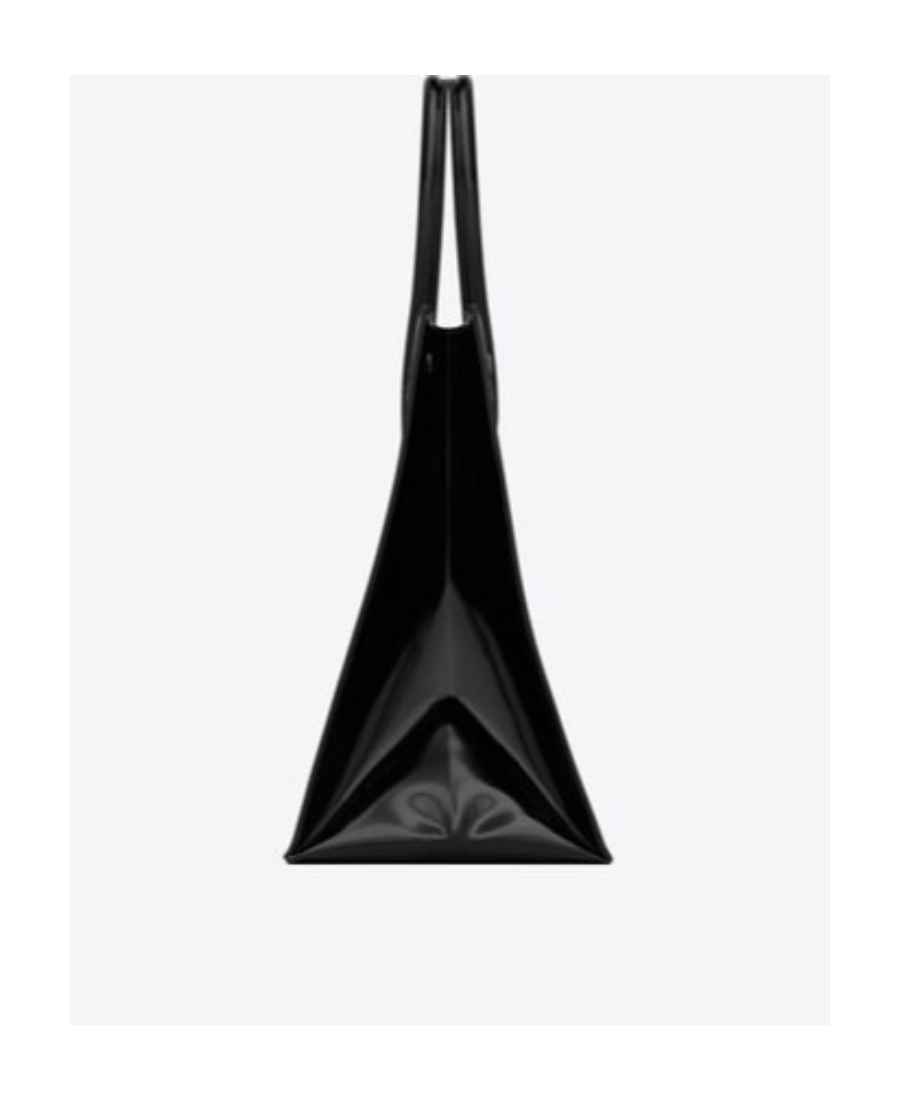 Saint Laurent Rive Gauche Patent-finish Tote Bag In Black