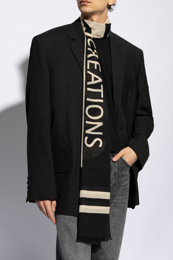 Ferragamo Logo Pattern Scarf In Black