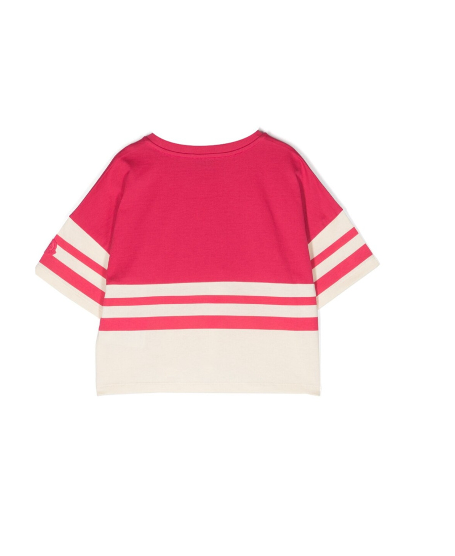 Moncler Embroidered-slogan Cotton T-shirt In Purple-red