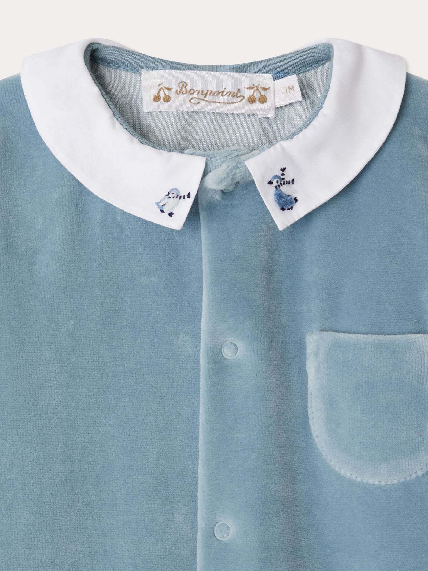 Bonpoint Tilouan Velvet Bodysuit In Blue