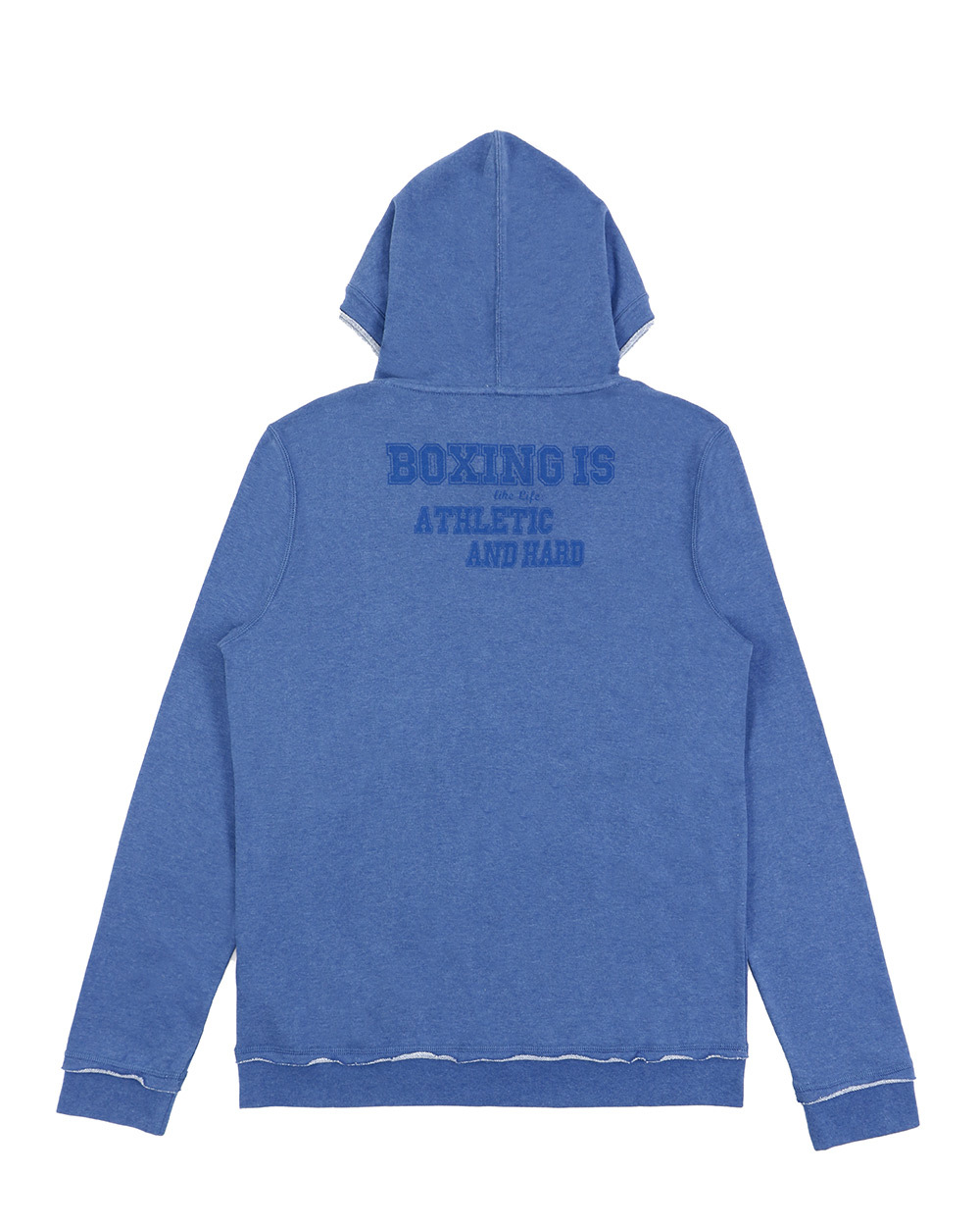 Ea7 Letter Printed Hooded Sweater In Blue