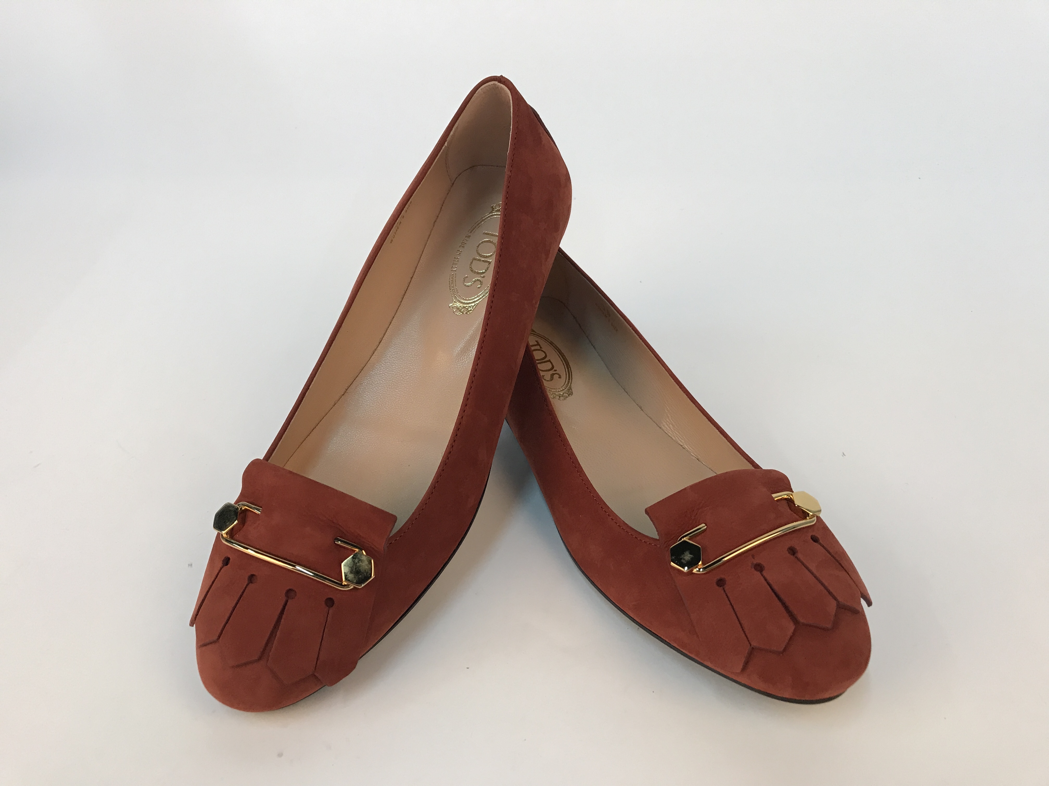 Shop Tod's Logo Details Ballet Shoes In Brown