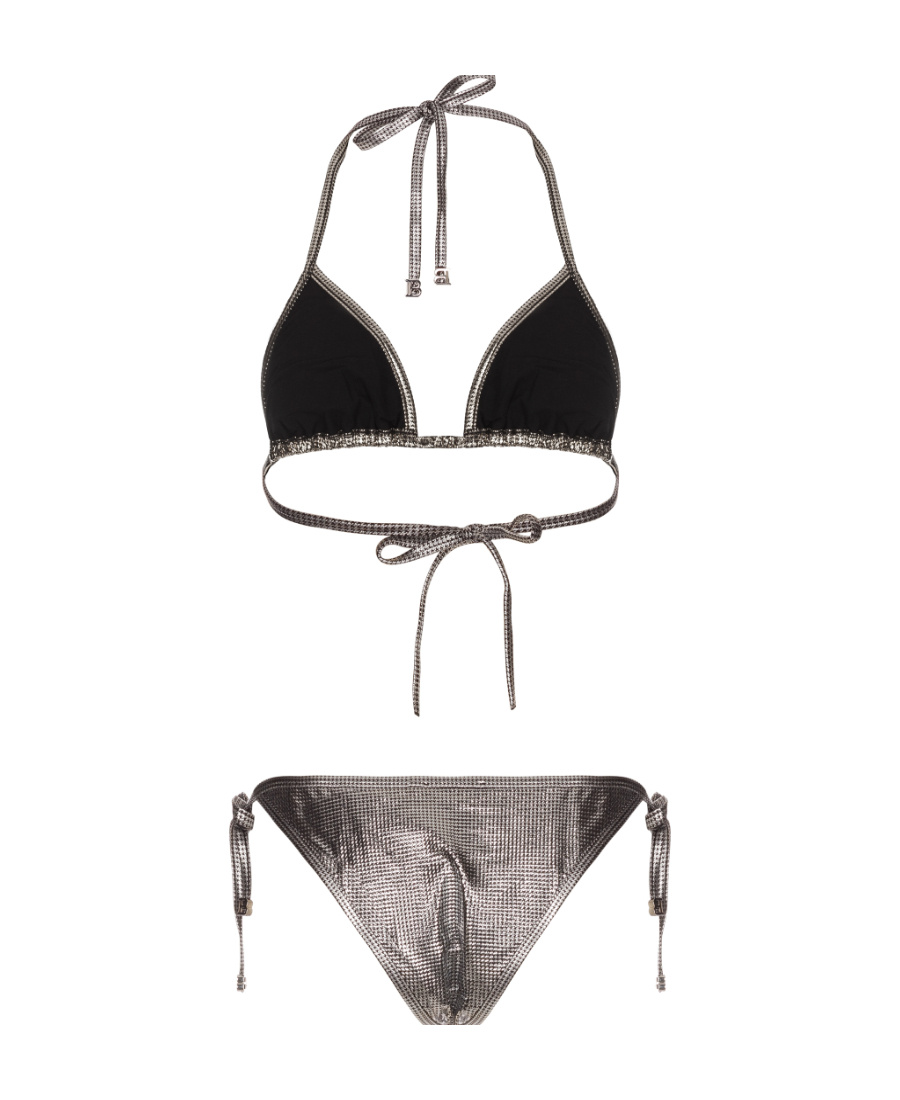 Balmain Strapped Bikini Suit In Gray