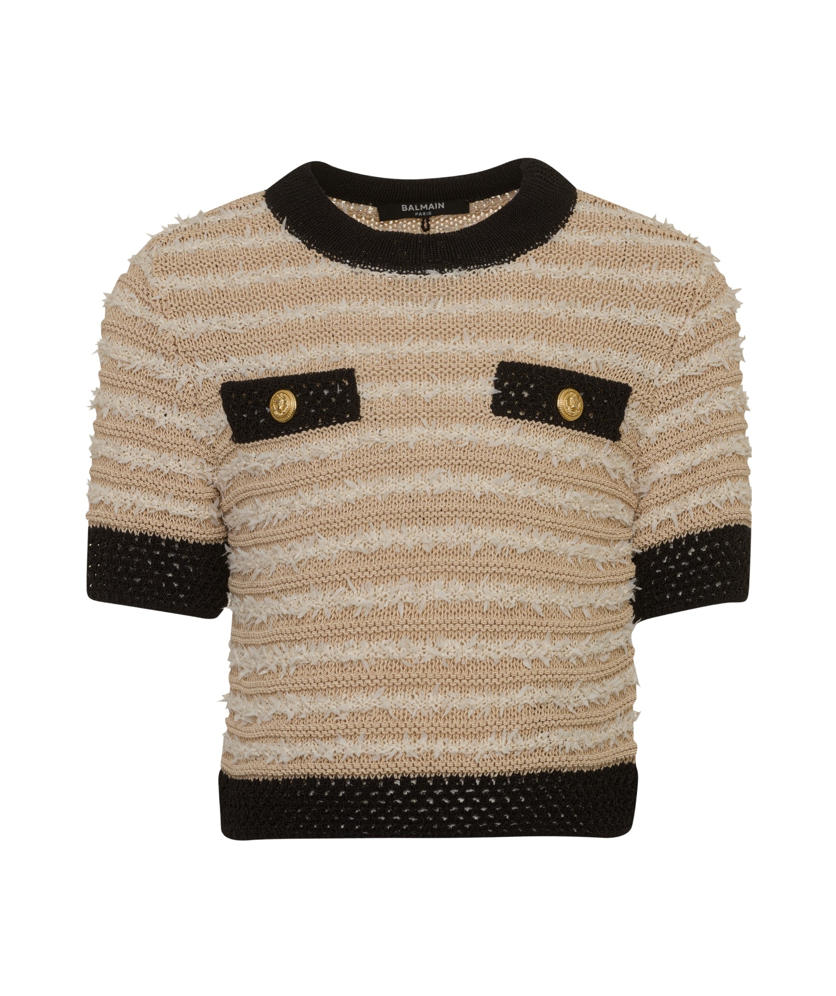 Balmain Decorative Button-detail Knitted Top In Nude