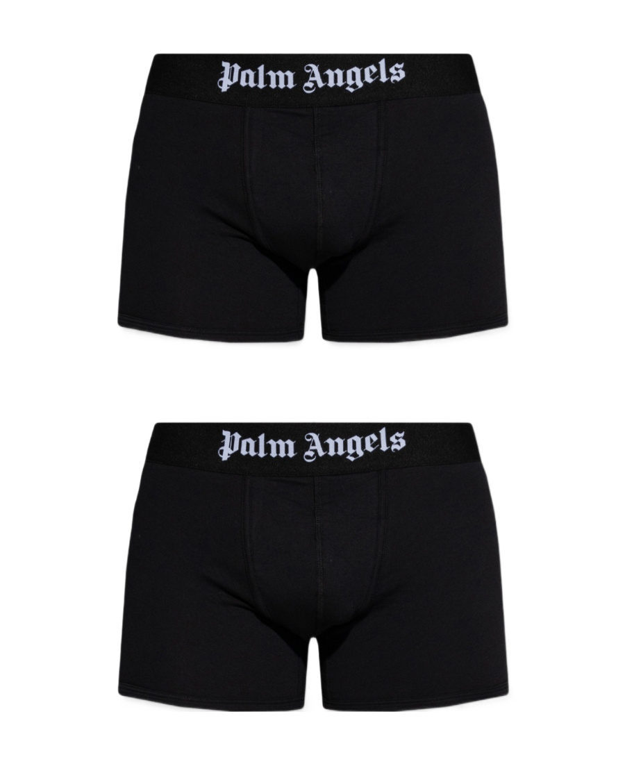 Palm Angels Men's Set Of Two Cotton Boxers | Size Small | Pmuh001c99fab0020110 Color Whiteblack In Black