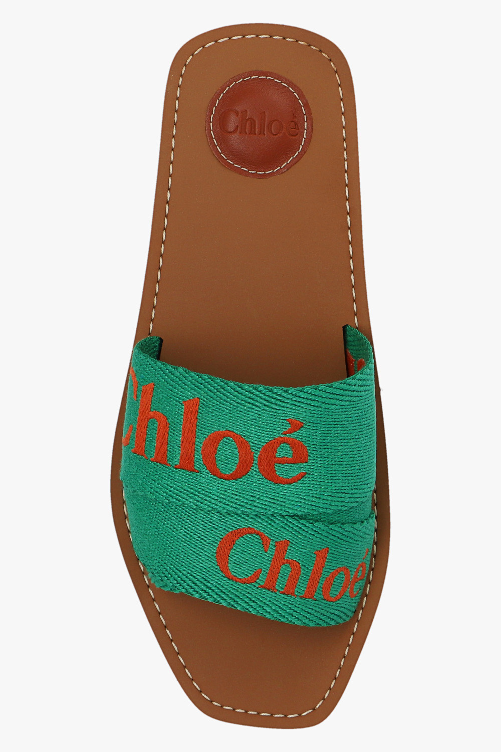 Chloé Logo Slippers In Green