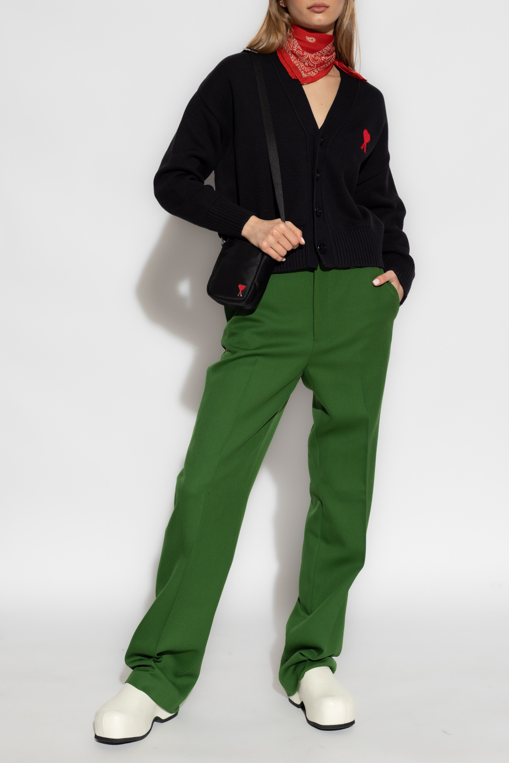 Ami Alexandre Mattiussi High-waisted Wool Trousers In Green