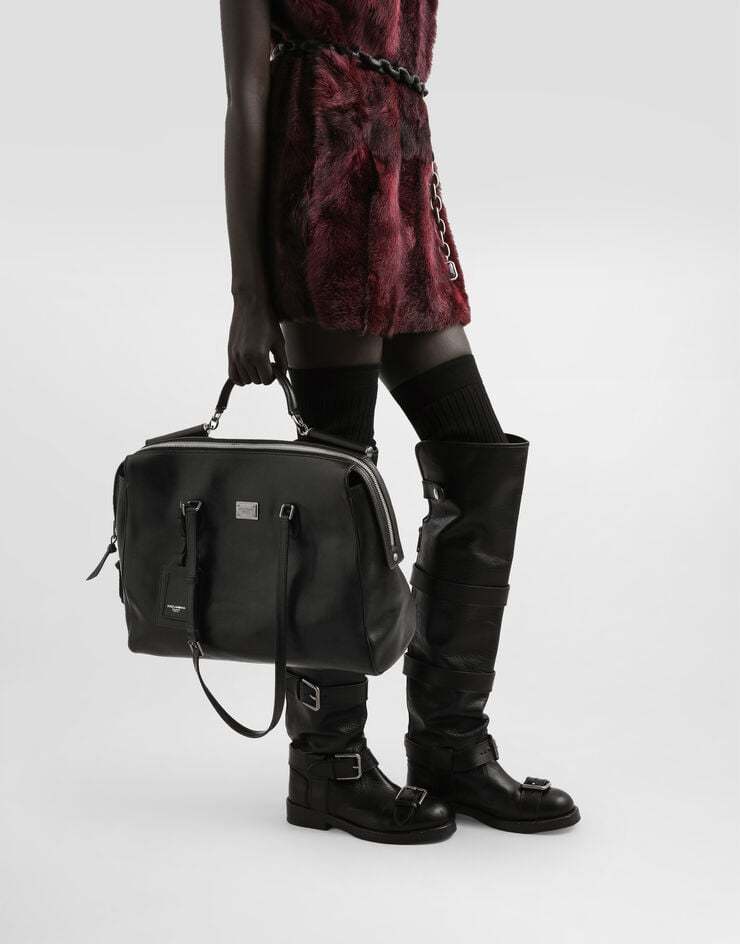 Dolce & Gabbana Zipper Shoulder Bag In Black