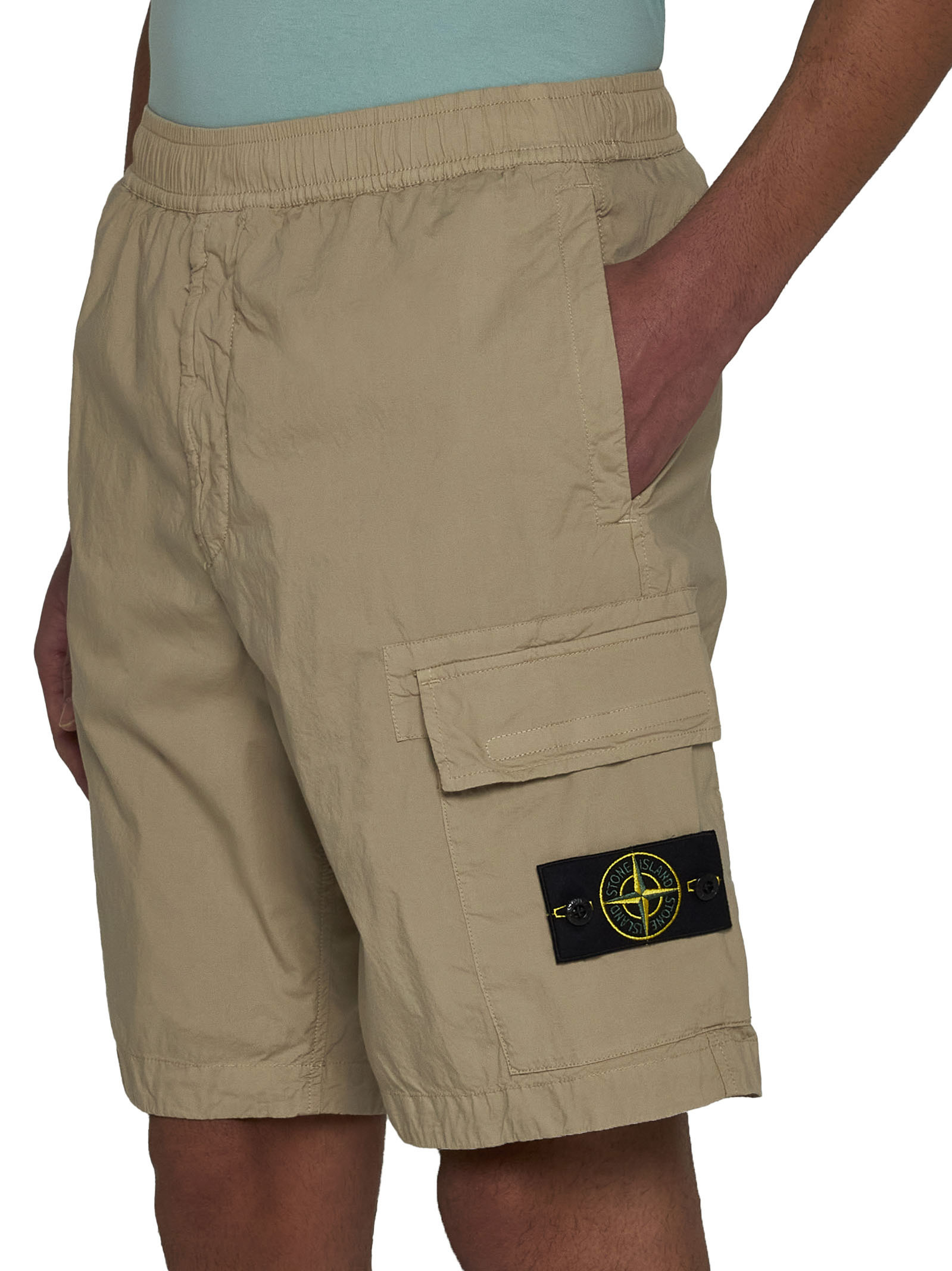 Stone Island Compass-motif Track Cargo Shorts In Nude
