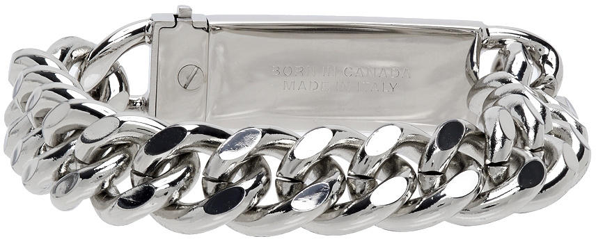 Shop Dsquared2 Logo Engraved Bracelet In Gray