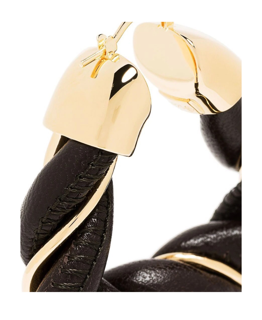 Bottega Veneta Twisted Triangle Hoop Earrings In Black