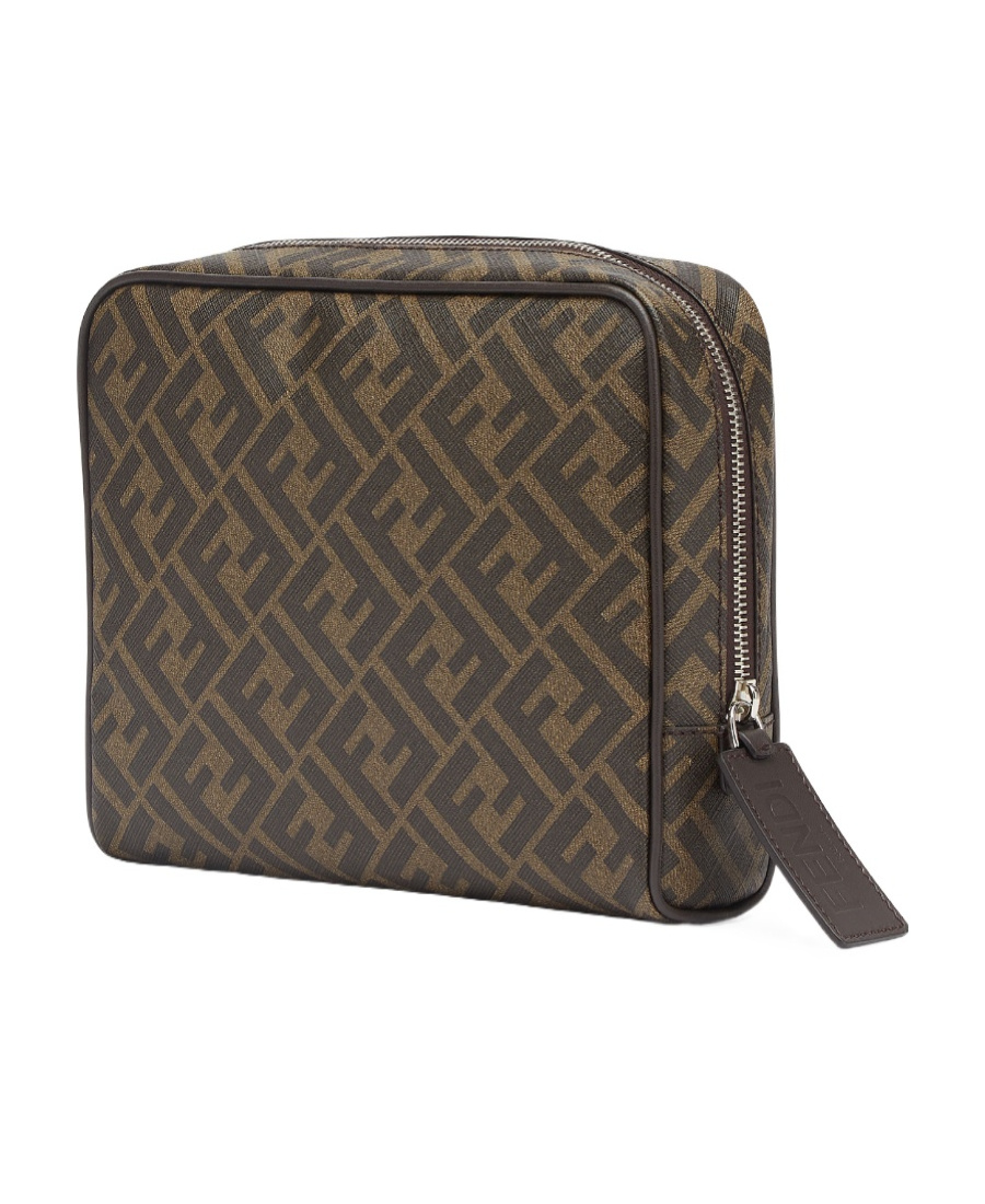 Shop Fendi Brown Fabric Toiletry Case