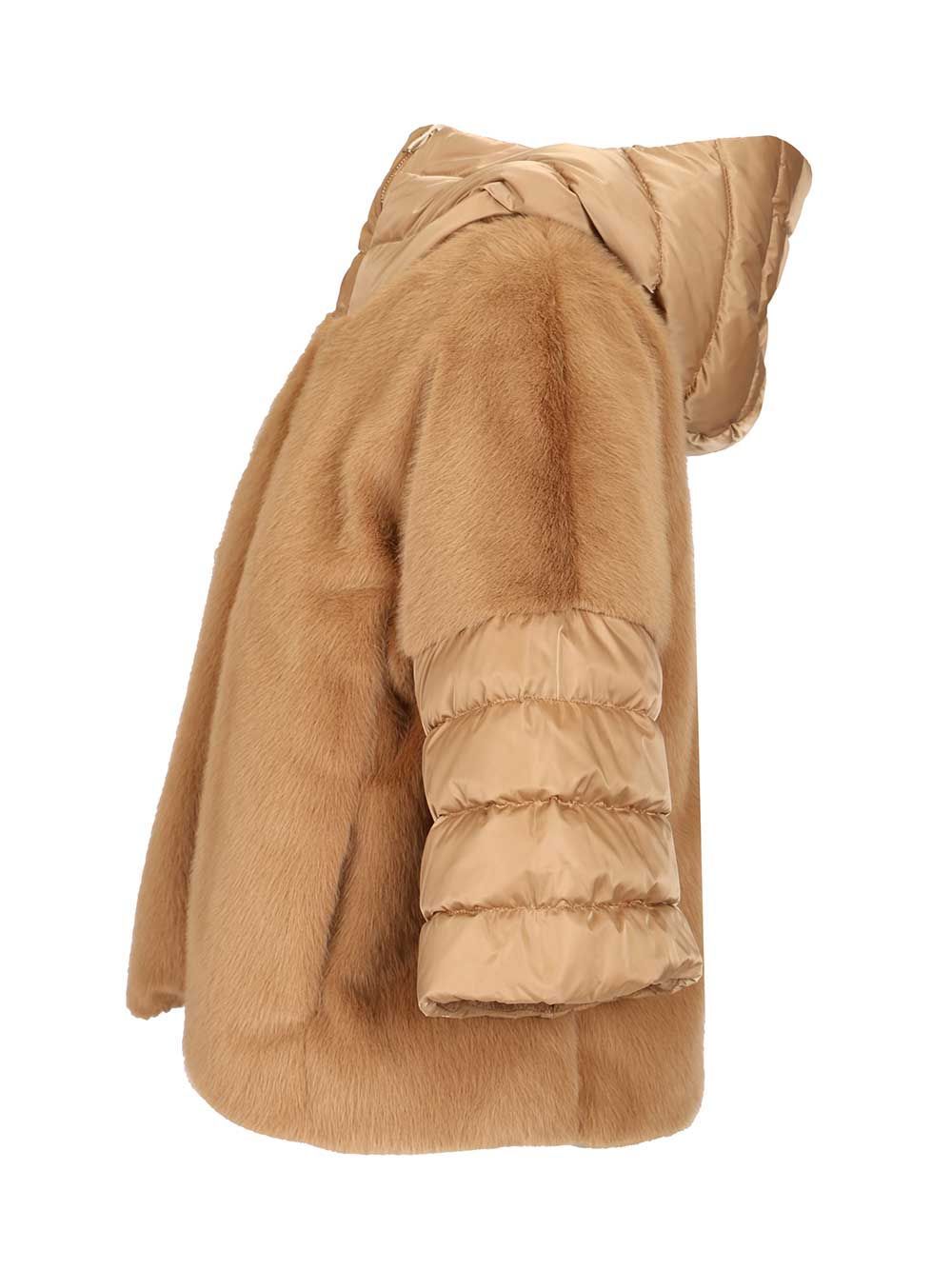 Herno Velvet Padded Down Jacket Coats Beige In Brown