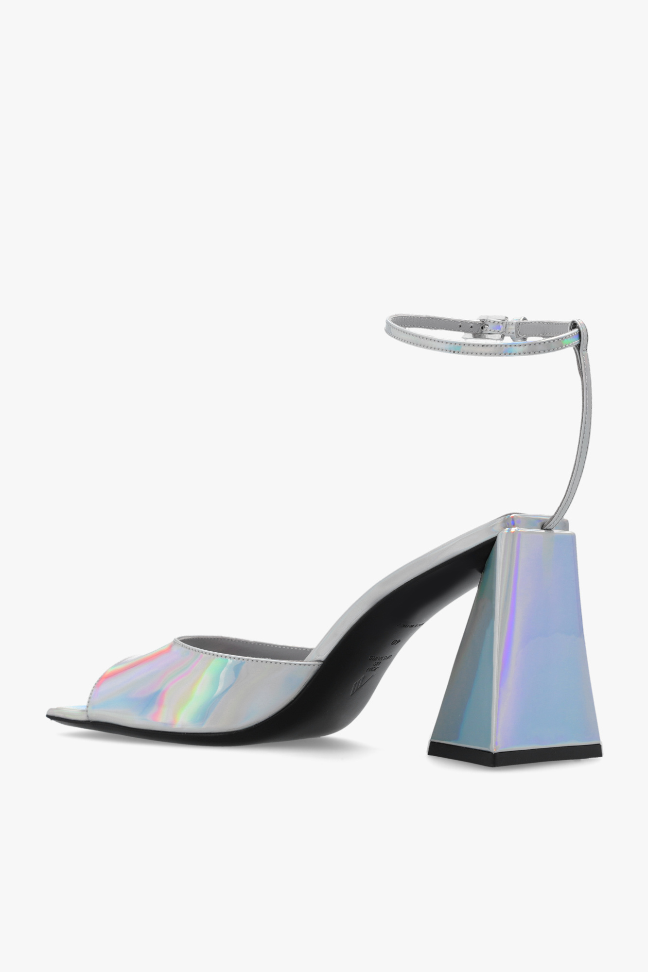 Attico Piper 85mm Holographic Sandals In Gray