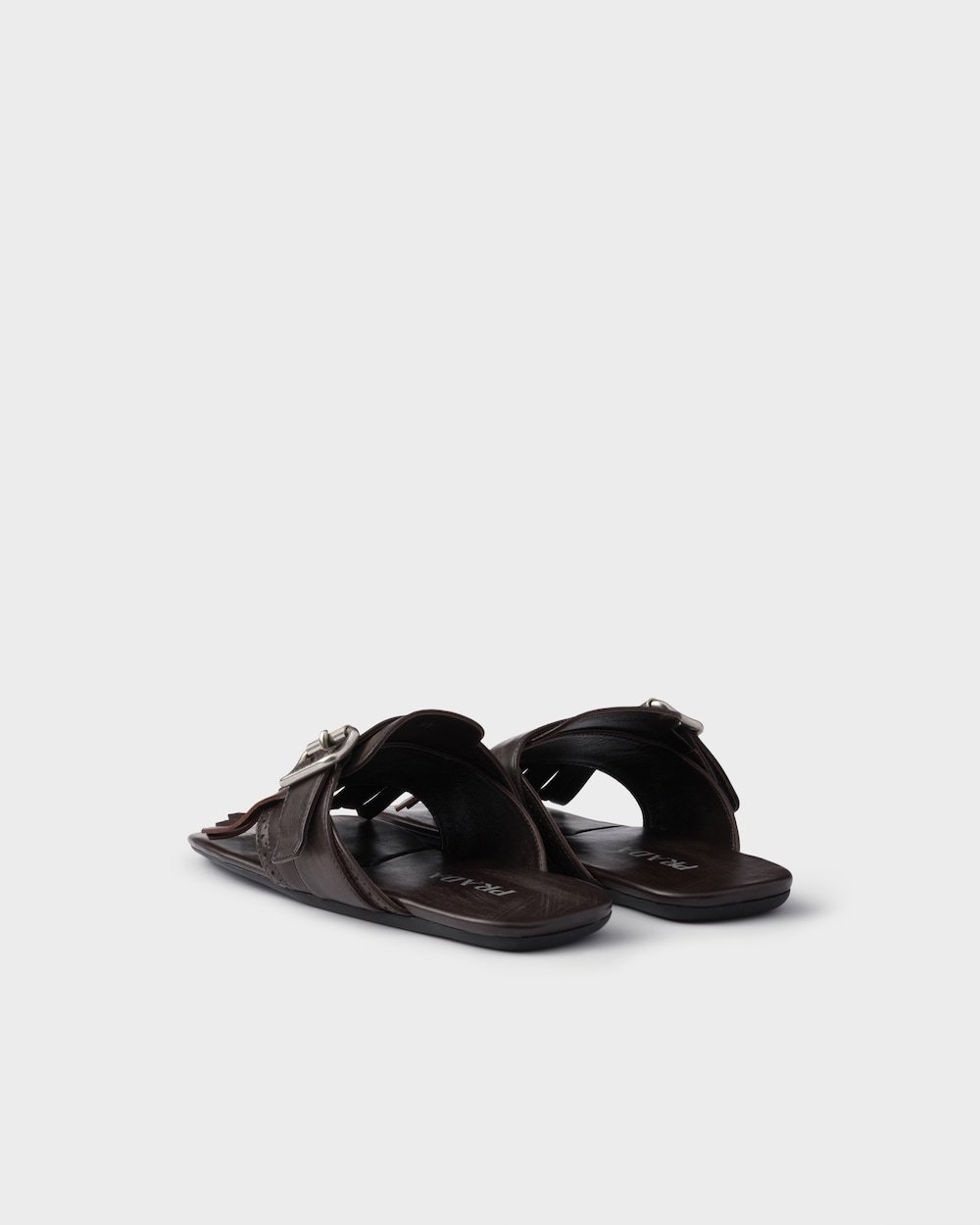 Prada Slippers Infradito Shuffle In Pelle Nera Donna