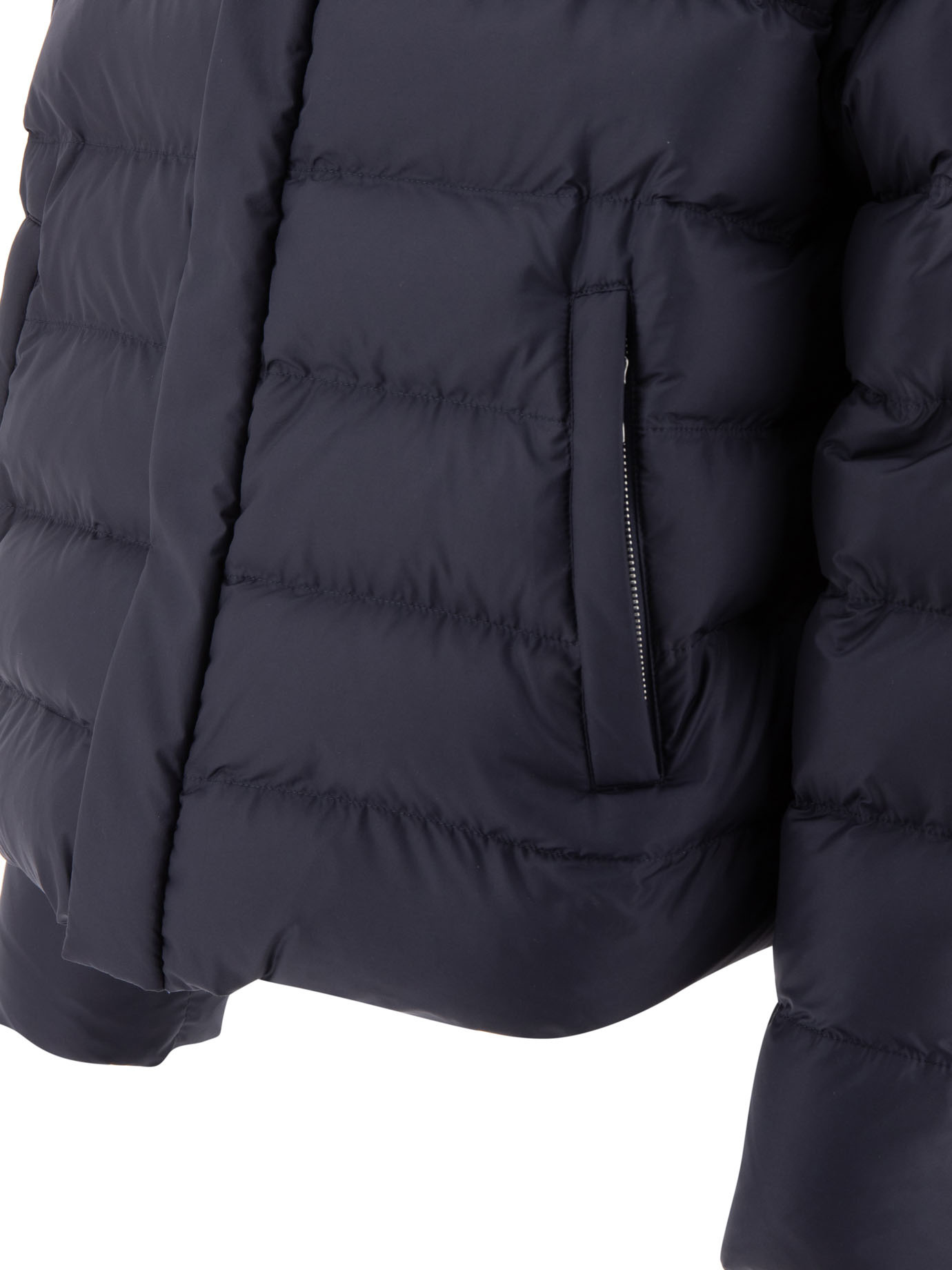 Prada Cropped Technical Fabric Down Jacket In Blue