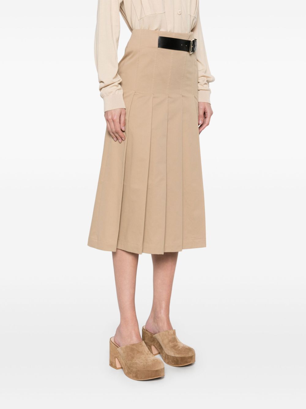 Semicouture Semi Couture Pleated High-waist Midi Skirt With Structured Belt