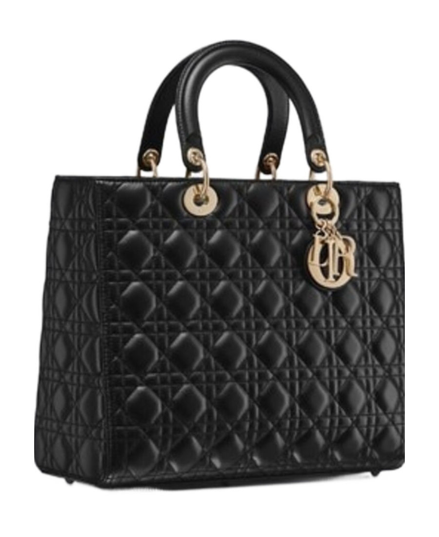Dior Black Cannage Leather Lady  Ghw Medium (authentic ) In Black
