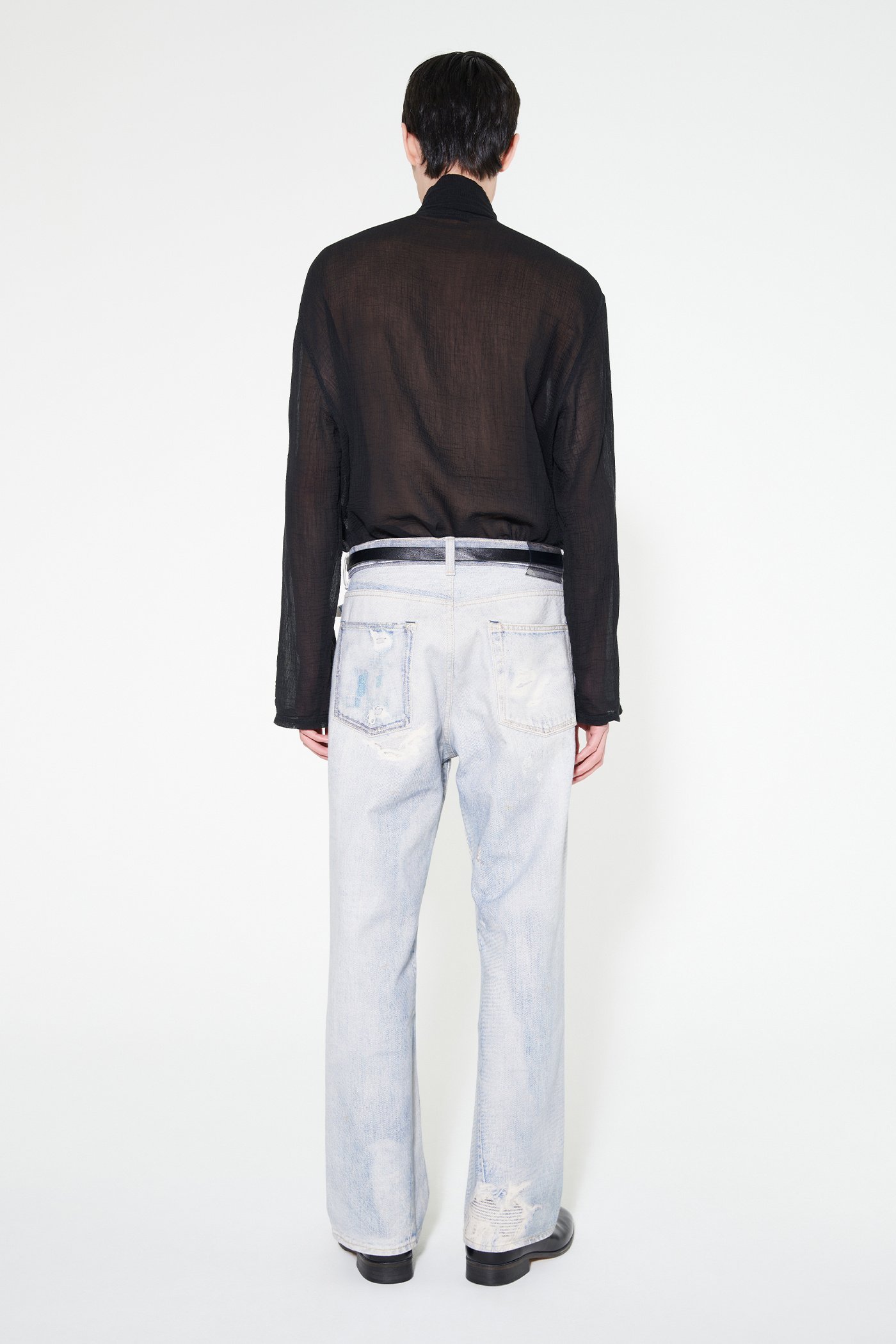 Our Legacy Mens Digital Denim Print Third Cut Faded-wash Denim Jeans In Blue