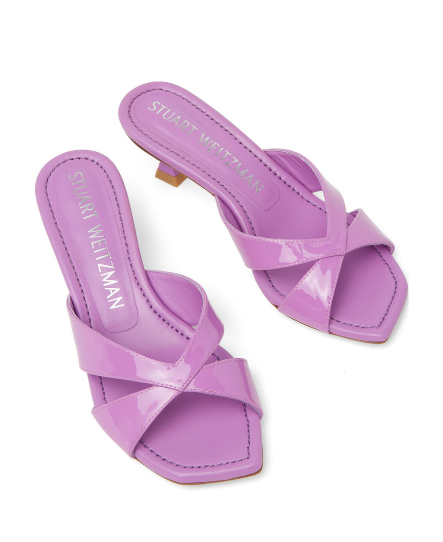 Stuart Weitzman Open-toed Cross-band Slippers In Purple