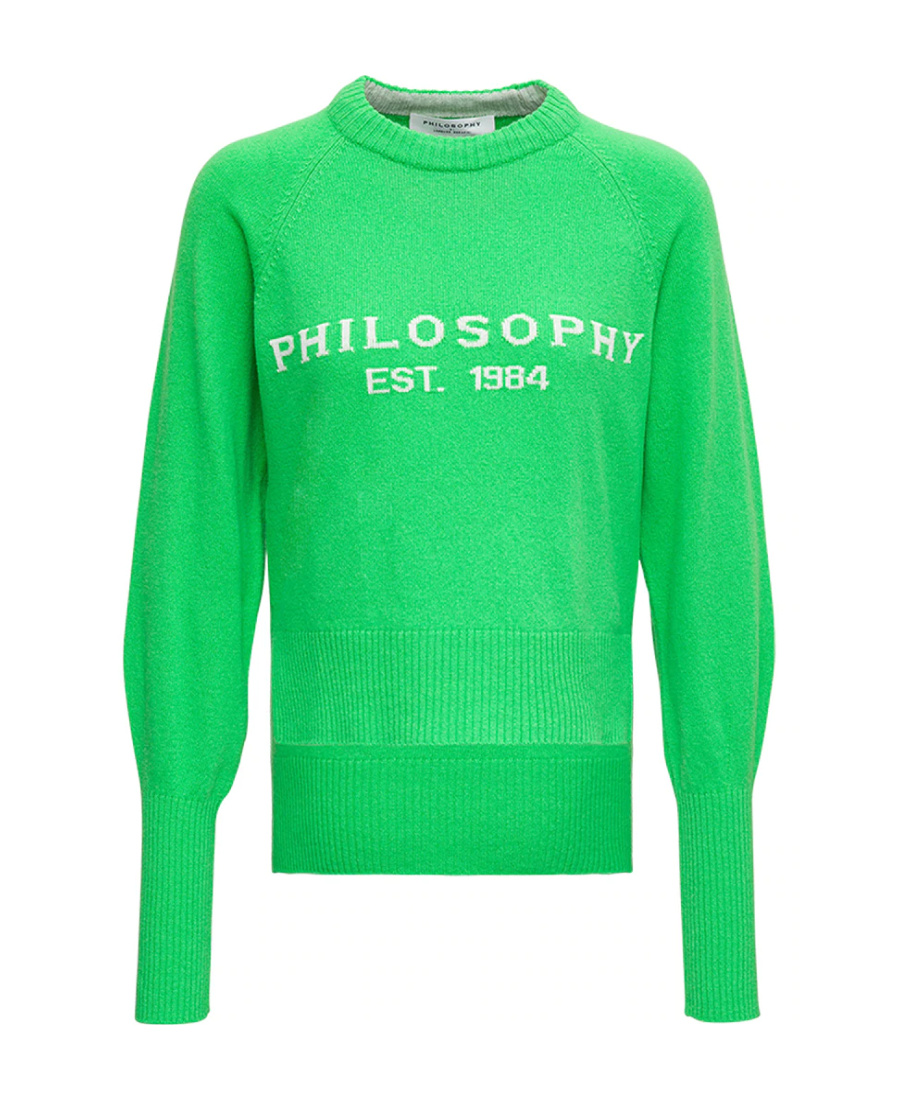 Philosophy Di Lorenzo Serafini Intarsia-knit Logo Jumper In Green